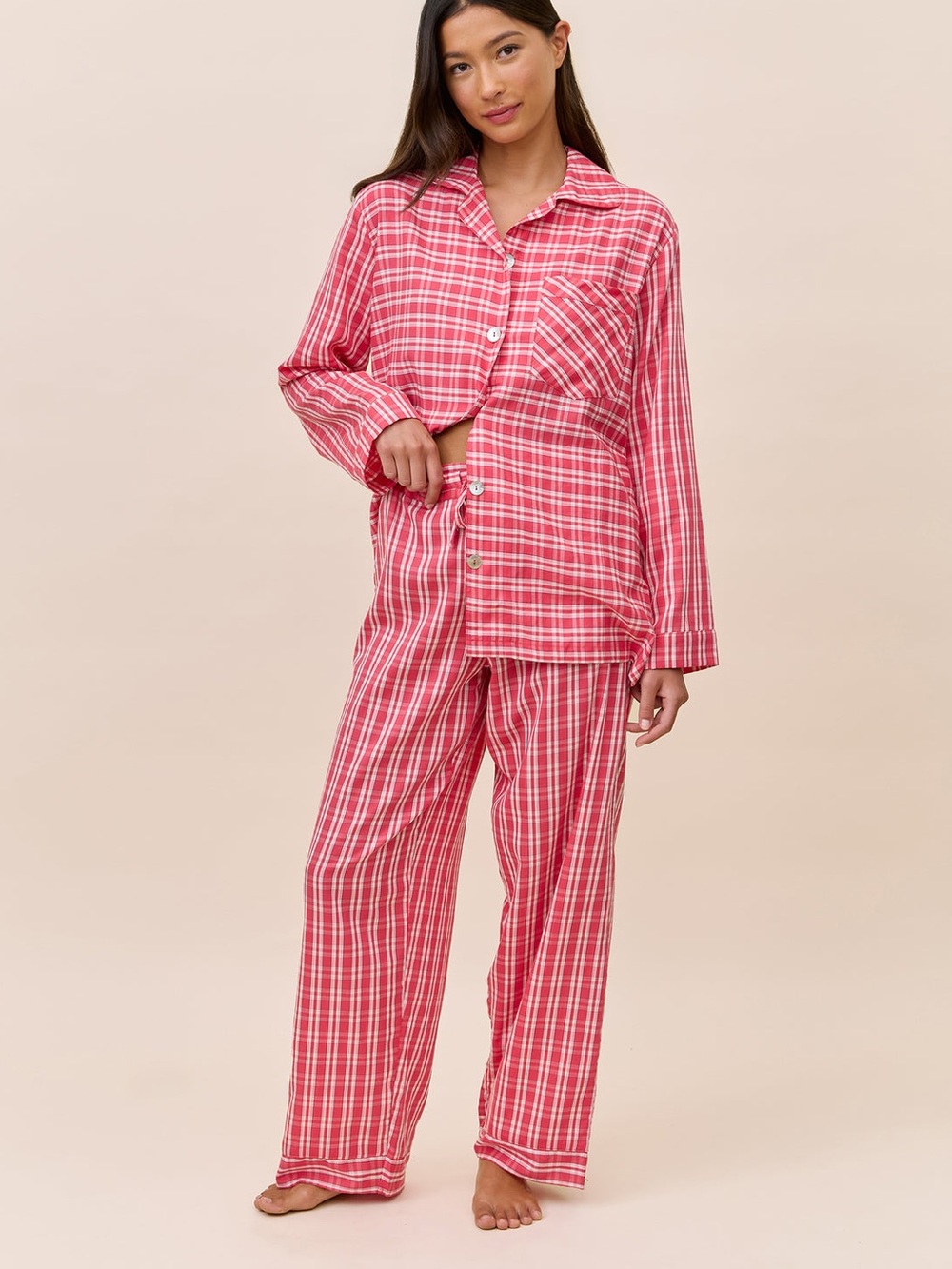 Papinelle Plaid Cotton Pajama Set Sz Medium